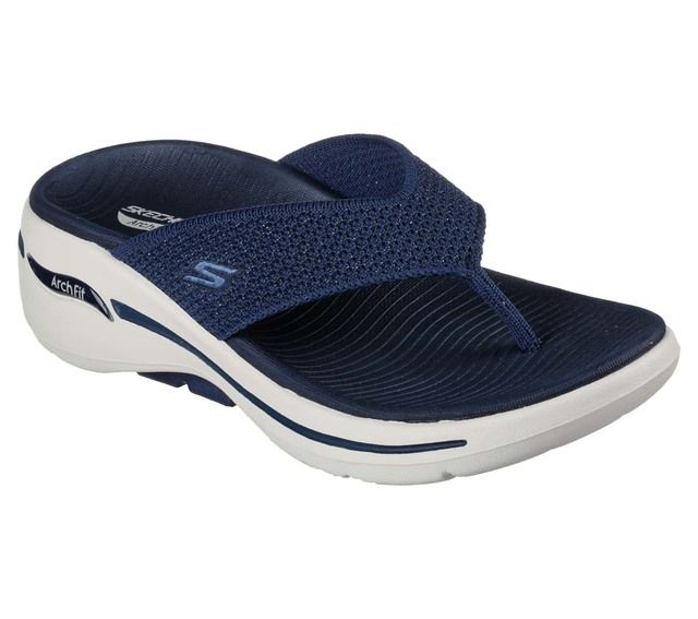 Skechers Arch Fit Go Walk Toe Post NVY Navy Womens Toe Post Sandals 140269