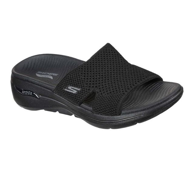 Skechers Arch Fit Worthy 140224 Bbk Black Slide Sandals