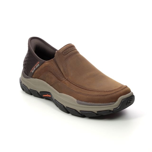 Skechers Slip Ins Respected Brown Mens Slip-on Shoes 204810