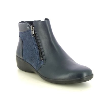 Begg Exclusive Ankle Boots - Navy leather - 720679W/71 LEXI   ZIP BOOT