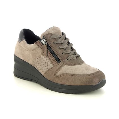 Begg Exclusive Trainers - Dark Taupe Suede - 1067900W/99 MAE WEDGE ZIP