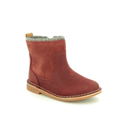 Clarks Infant Girls Boots - Red leather - 438546F COMET FROST T