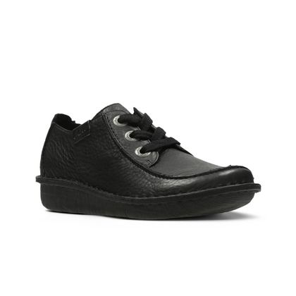 Clarks Comfort Lacing Shoes - Black leather - 066395E FUNNY DREAM WIDE