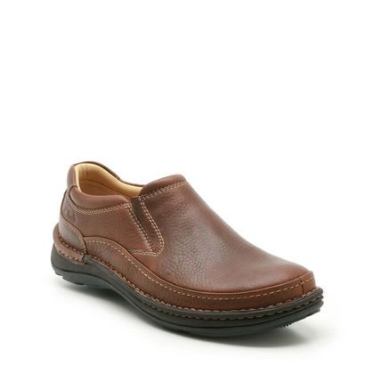 Ecco Shoes Mens 41 Loafer Moccasin Brown Leather Casual Flats Slip On  Square Toe