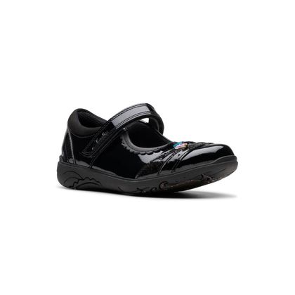 Clarks Girls Shoes - Black patent - 783156F RELDA SPARK MJ