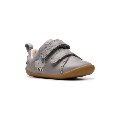 Clarks Boys First and Toddler Shoes - Grey leather - 790136F ROAMER MIME 2V