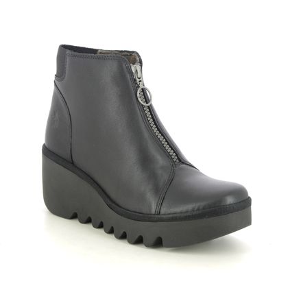 Fly London Wedge Boots - Black leather - P501537 BAAZ BLU ZIP