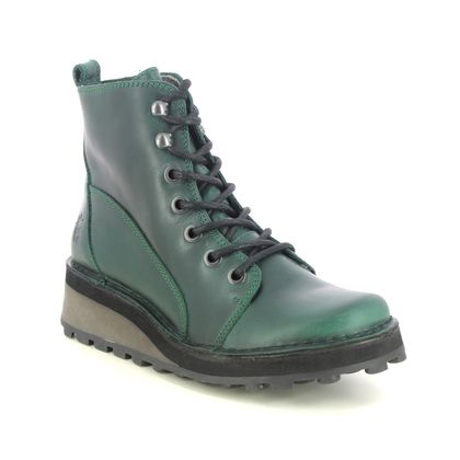 Fly London Sore Sminx Petrol leather Womens Lace Up Boots P144813 002