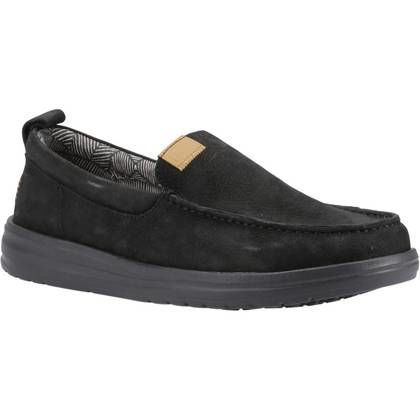 Hey Dude Slip-on Shoes - Black - 40173-001 Wally Grip Moc Craft Leather