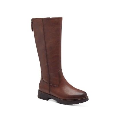 Jana Knee High Boots - Cognac tan - 25564/43305 BETTY ZIP WIDE