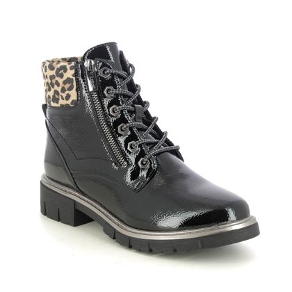 Lotus Lace Up Boots - Black patent - ULB383/42 CHARLESTON ZIP