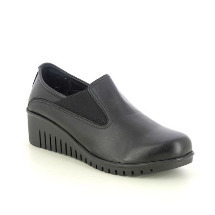 Lotus Wedge Shoes  - Black leather - ULS527/31 DELMAR CERASO