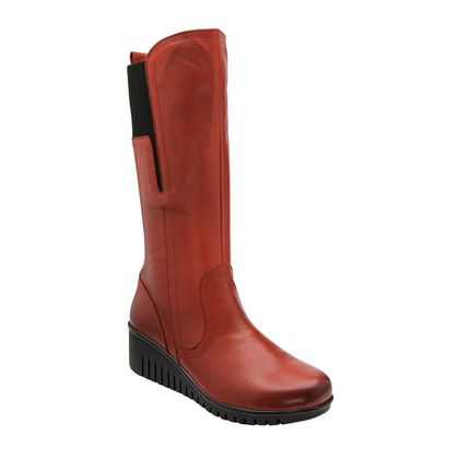 Lotus Knee High Boots - Red leather - ULB345/80 FITZGERALD WEDGE