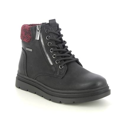 Lotus Lace Up Boots - Black Red - ULB387/38 SAUNDRA TEX