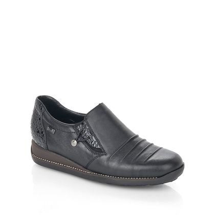 Rieker Comfort Slip On Shoes - Black croc - 44254-00 BODICA TEX