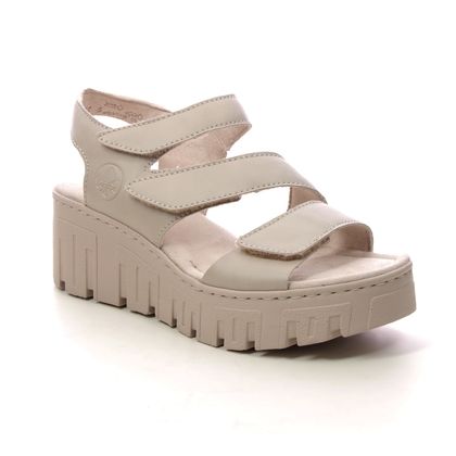 Rieker Wedge Sandals - Beige - 68055-62 NIKITUR