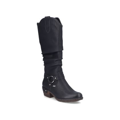 Rieker Knee High Boots - Black - 93670-00 BERNALO TEX