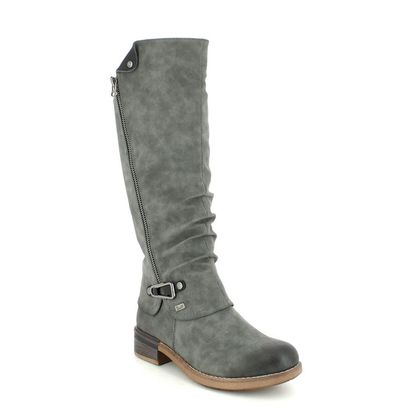 Rieker Knee High Boots - Grey - 94652-45 MORELIA TEX