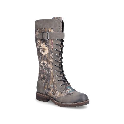 Rieker Knee High Boots - Taupe floral - 94734-90 FRESH TEX LACE