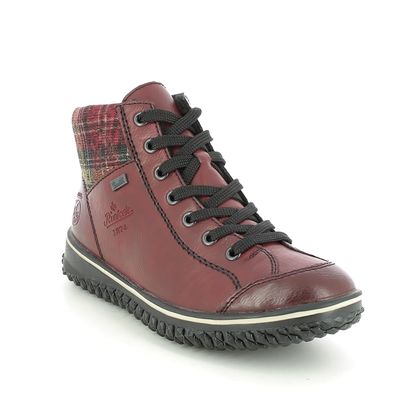 Rieker Lace Up Boots - Wine - Z4243-36 GRIPTAR TEX