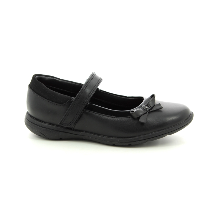 Clarks Venture Star Jn Black leather Kids girls school shoes 3491-16F