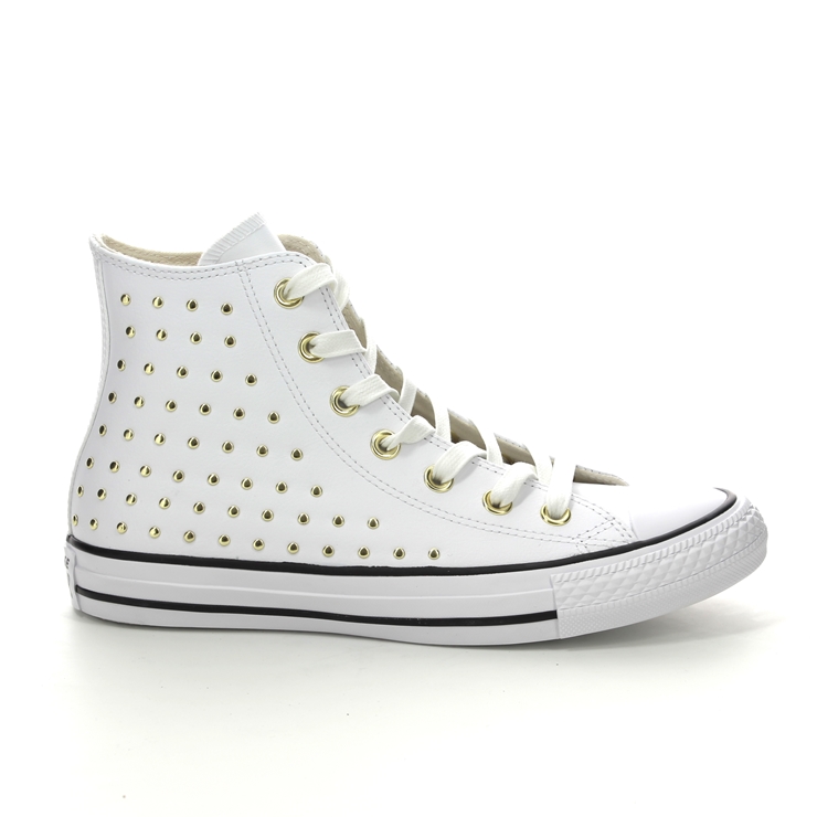 white leather converse with gold studs