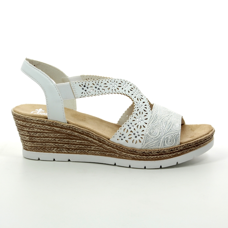 Rieker 61916-80 White-silver Wedge Sandals