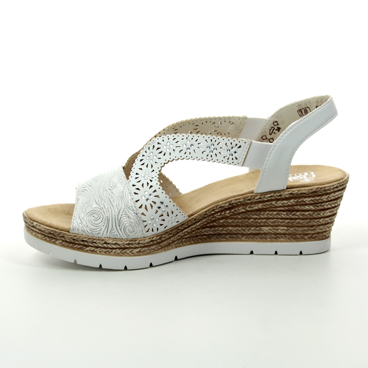 Rieker 61916-80 White-silver Wedge Sandals