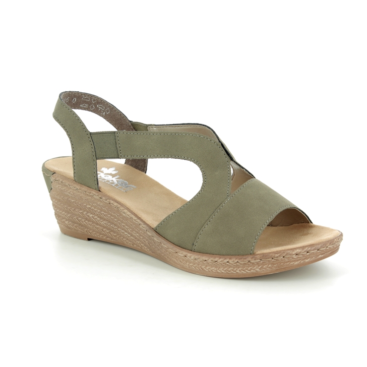 Rieker 62429-54 Olive Wedge Sandals