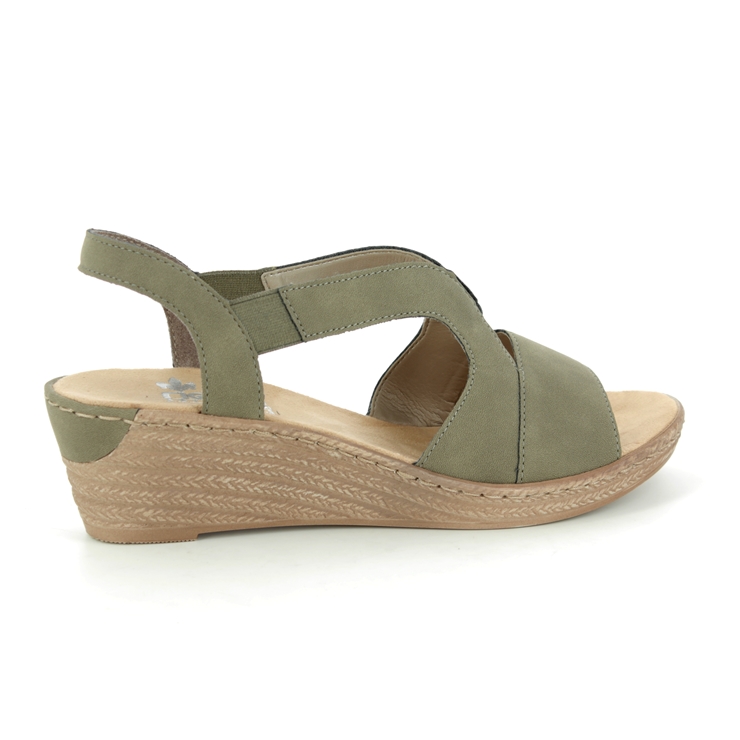 Rieker 62429-54 Olive Wedge Sandals