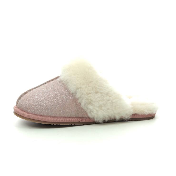 Clarks Warm Glitz Pink suede Womens slippers 4665-64D