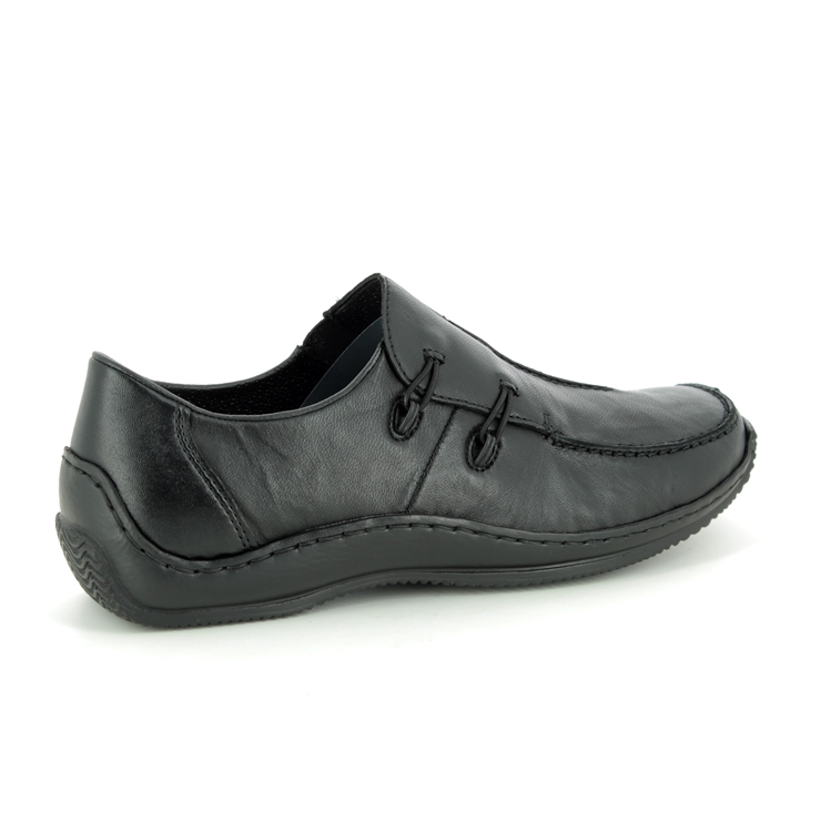 Rieker L1751-00 Black leather Womens Comfort Slip On Shoes