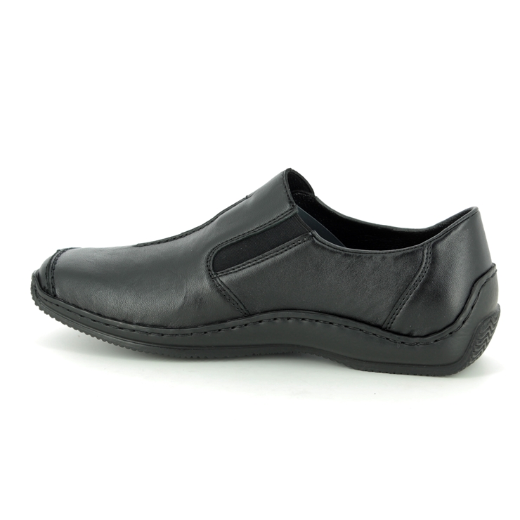 Rieker L1751-00 Black leather Womens Comfort Slip On Shoes