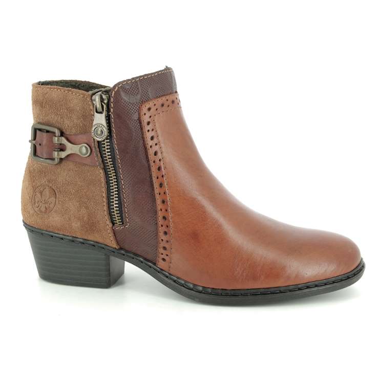 Rieker 75585-24 Tan Leather ankle boots
