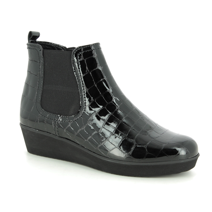 gabor black patent ankle boots