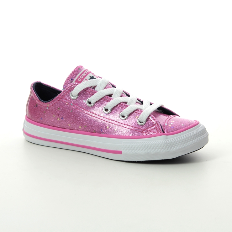 converse pale pink big eyelets glitter ox trainers