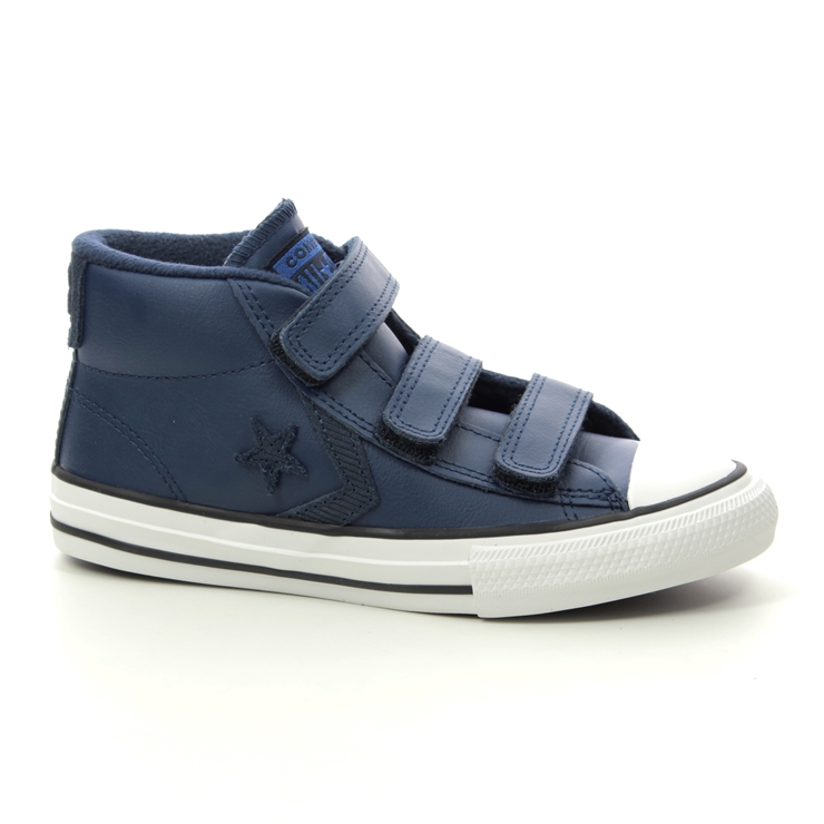 Boys navy store leather converse