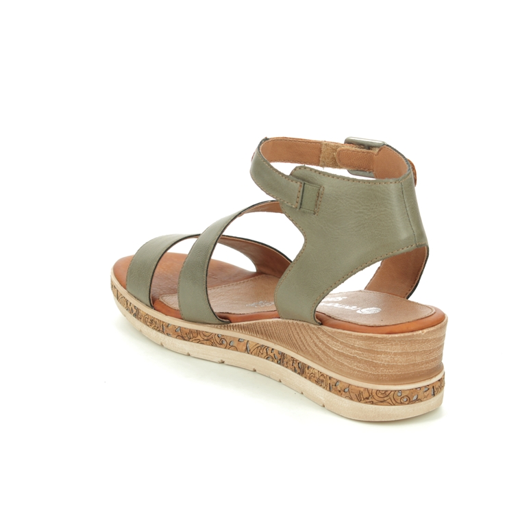 Remonte D3052-54 Boustrap Green Womens Wedge Sandals