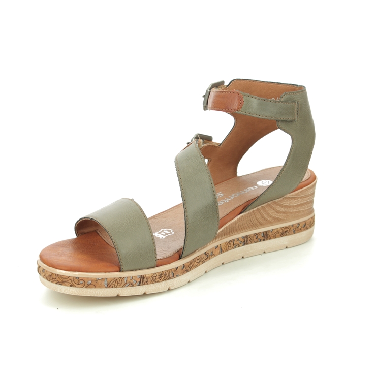 Remonte D3052-54 Boustrap Green Womens Wedge Sandals