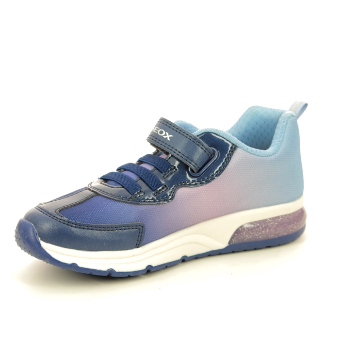 Geox Frozen Girl Navy Lilac Kids girls trainers J028VD-C4215