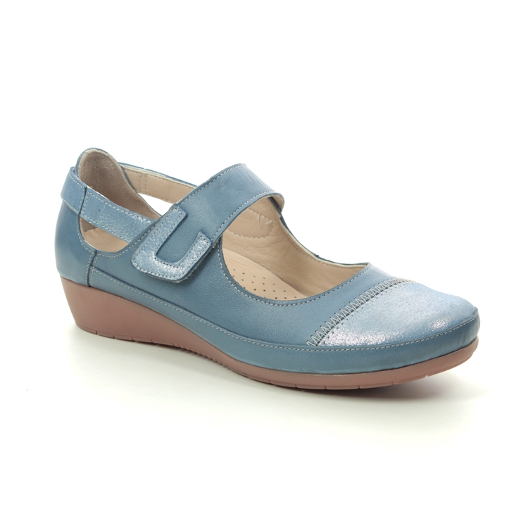 blue leather mary jane shoes