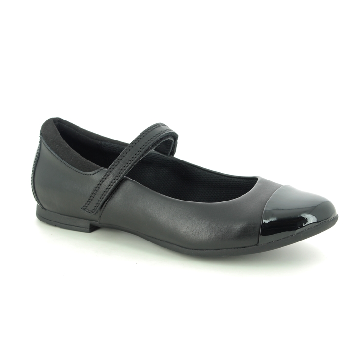 Clarks Scala Gem Y Black leather Kids girls school shoes 4955-77G