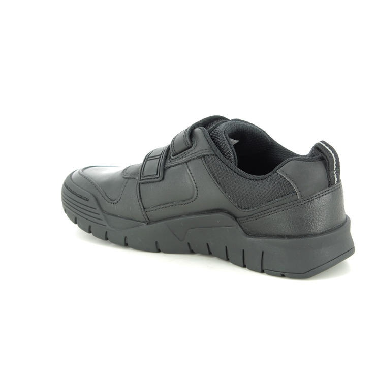 Clarks Scooterspeed K Black leather Kids Boys Shoes 5235-46F