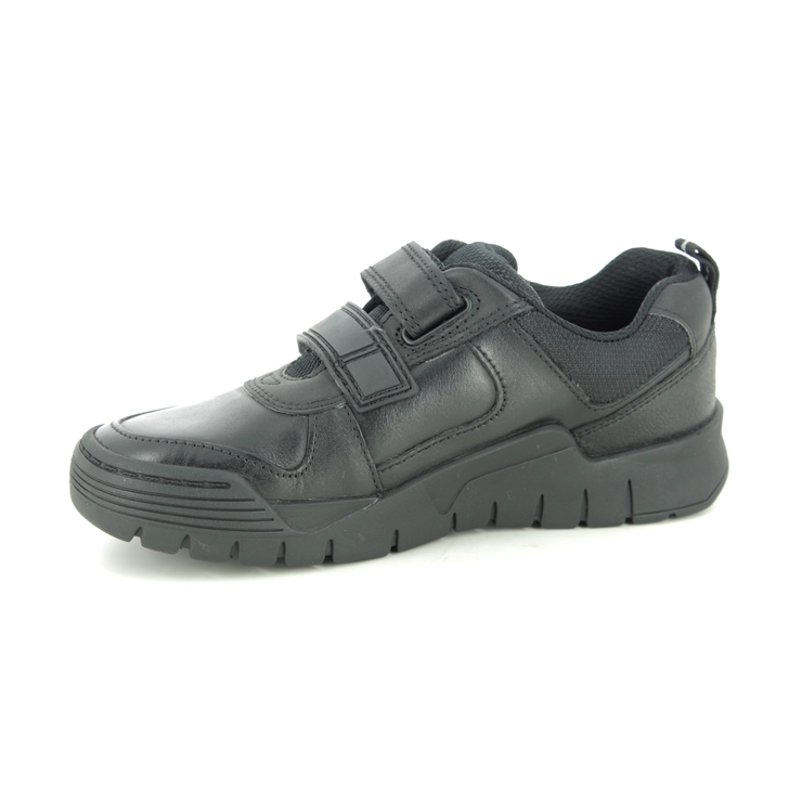 Clarks Scooterspeed K Black leather Kids Boys Shoes 5235-46F