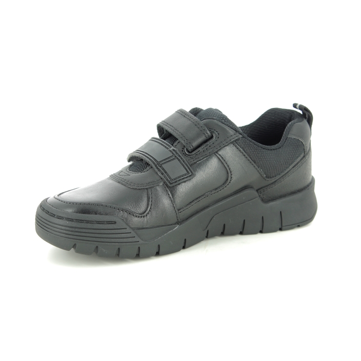 Clarks Scooterspeed K Black leather Kids Boys Shoes 5235-46F