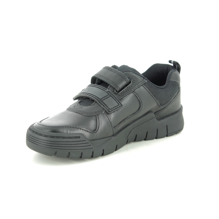 Clarks Scooterspeed K Black leather Kids Boys Shoes 5235-46F