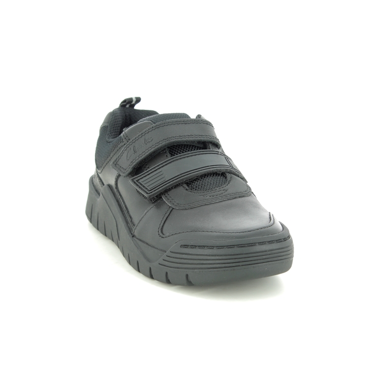 Clarks Scooterspeed K Black leather Kids Boys Shoes 5235-46F