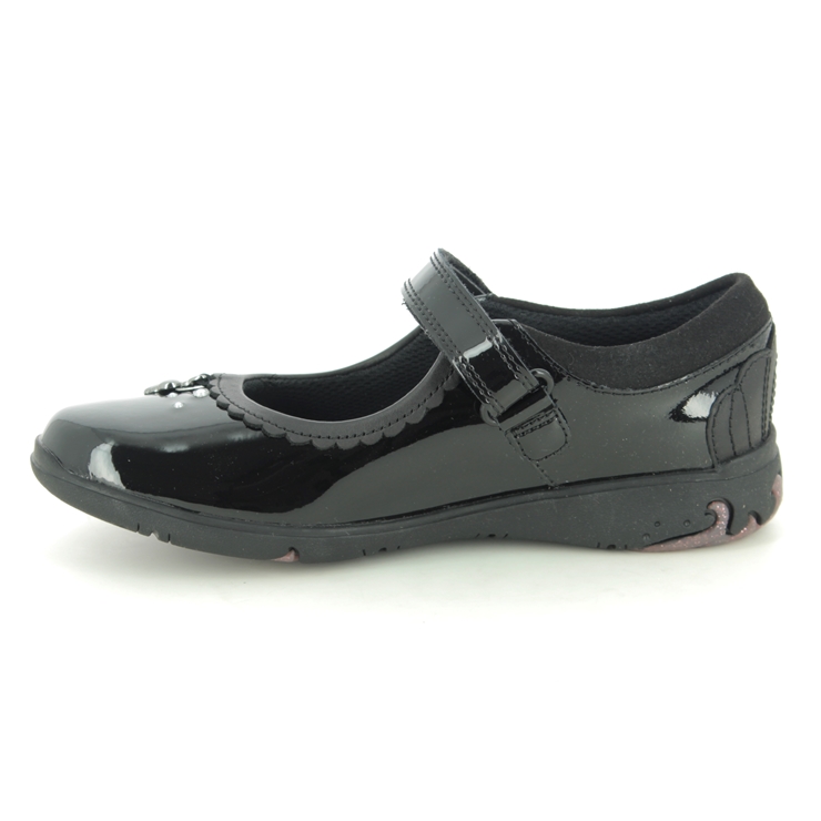 Clarks Sea Shimmer K Black patent Kids girls school shoes 5554-38H