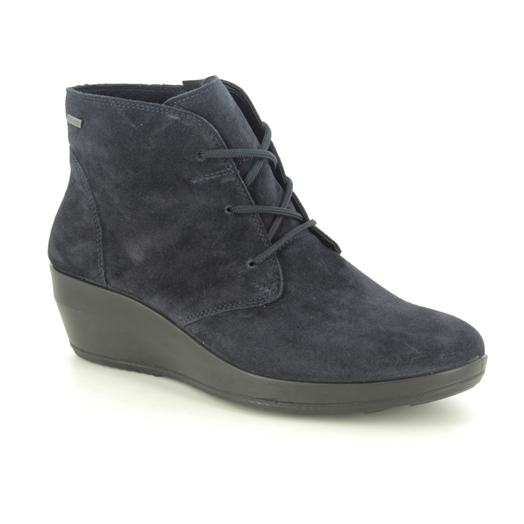 navy suede wedge boots