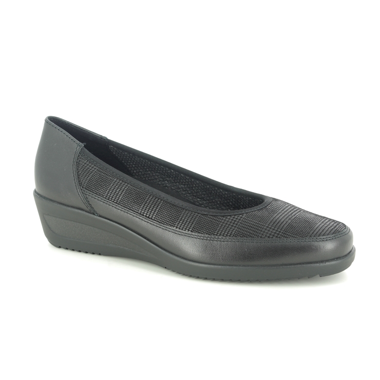Ara Fit 40617-18 Black leather Comfort Slip On Shoes